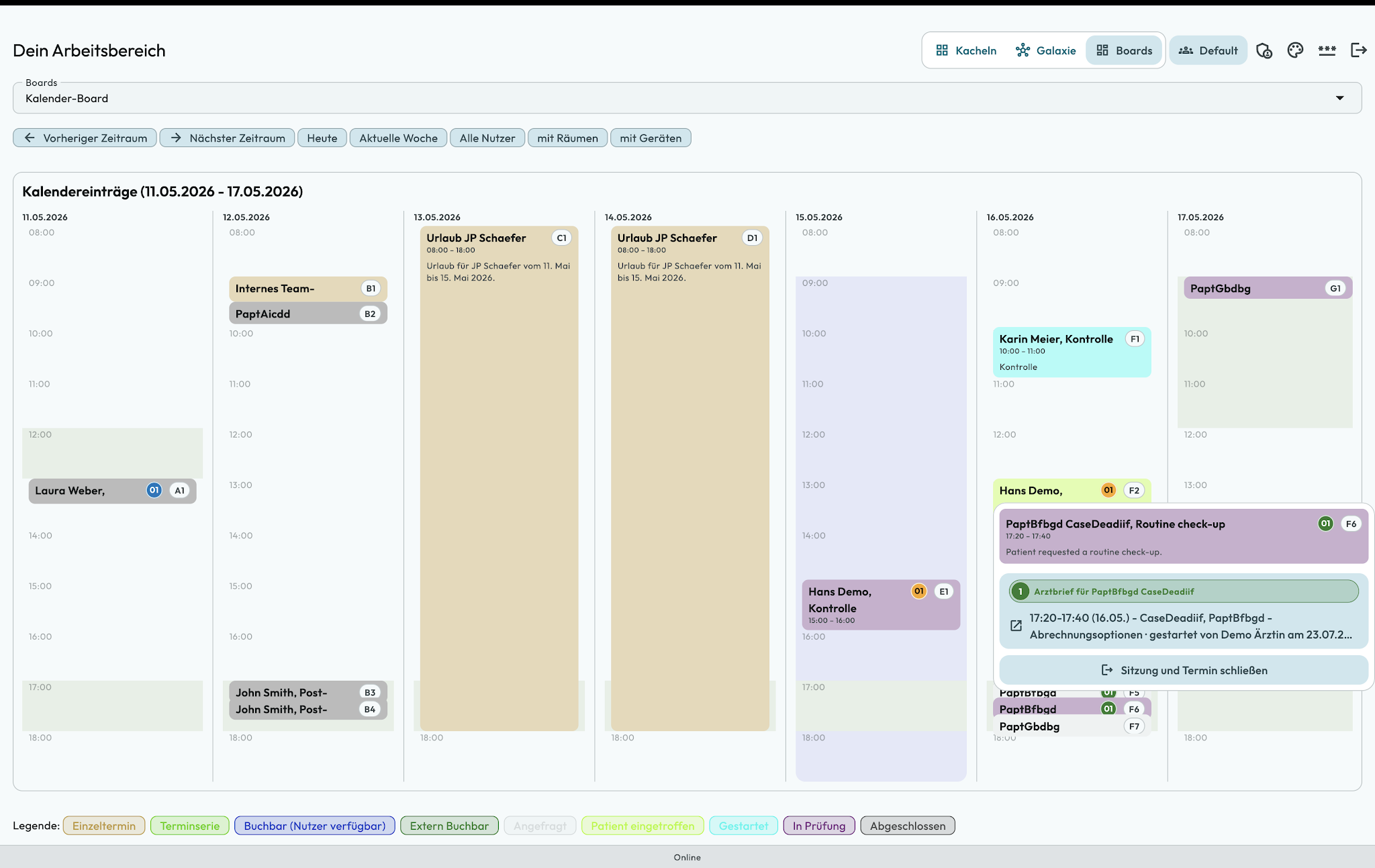 EfficiU practice calendar