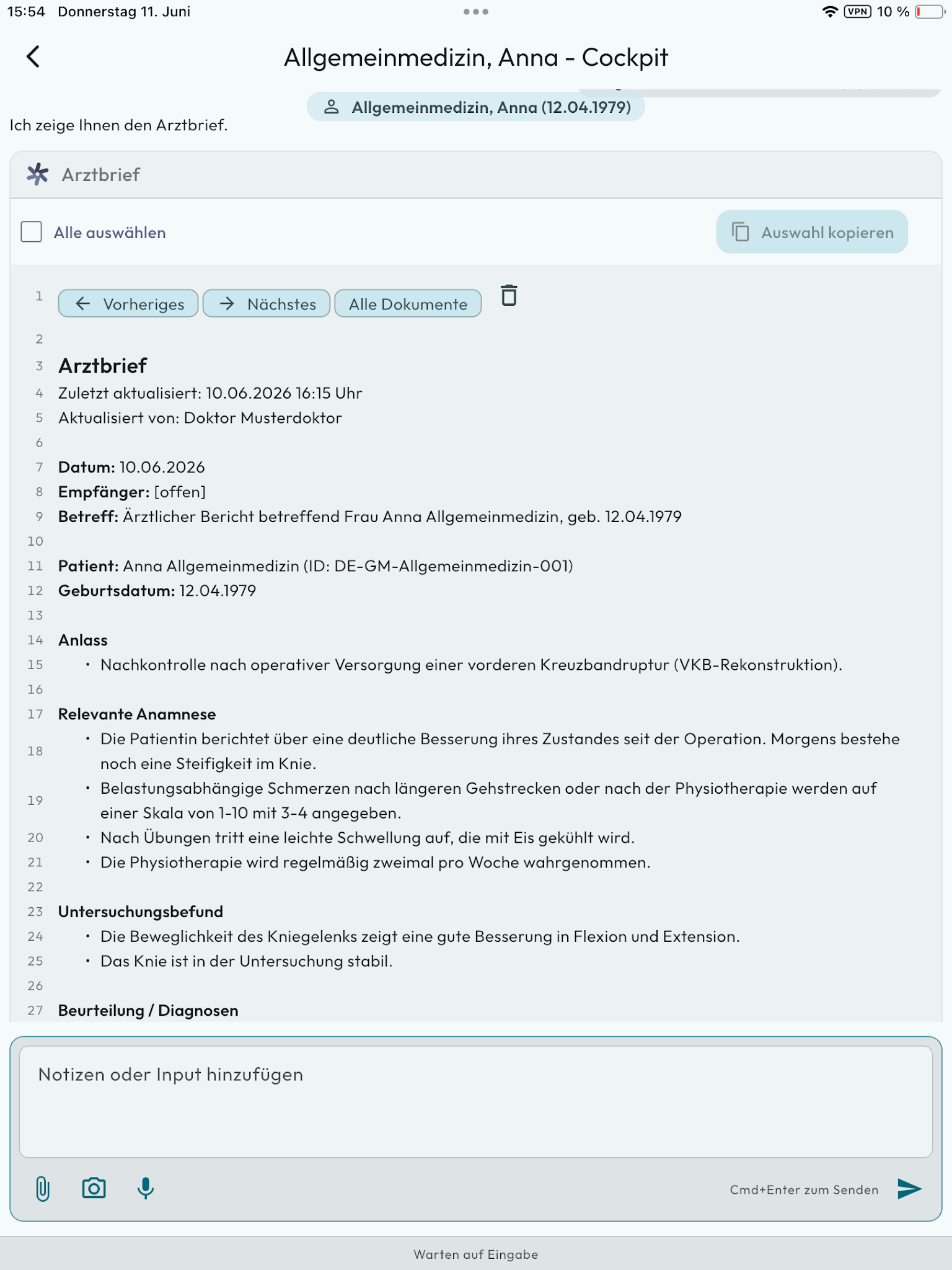 Generated document in EfficiU