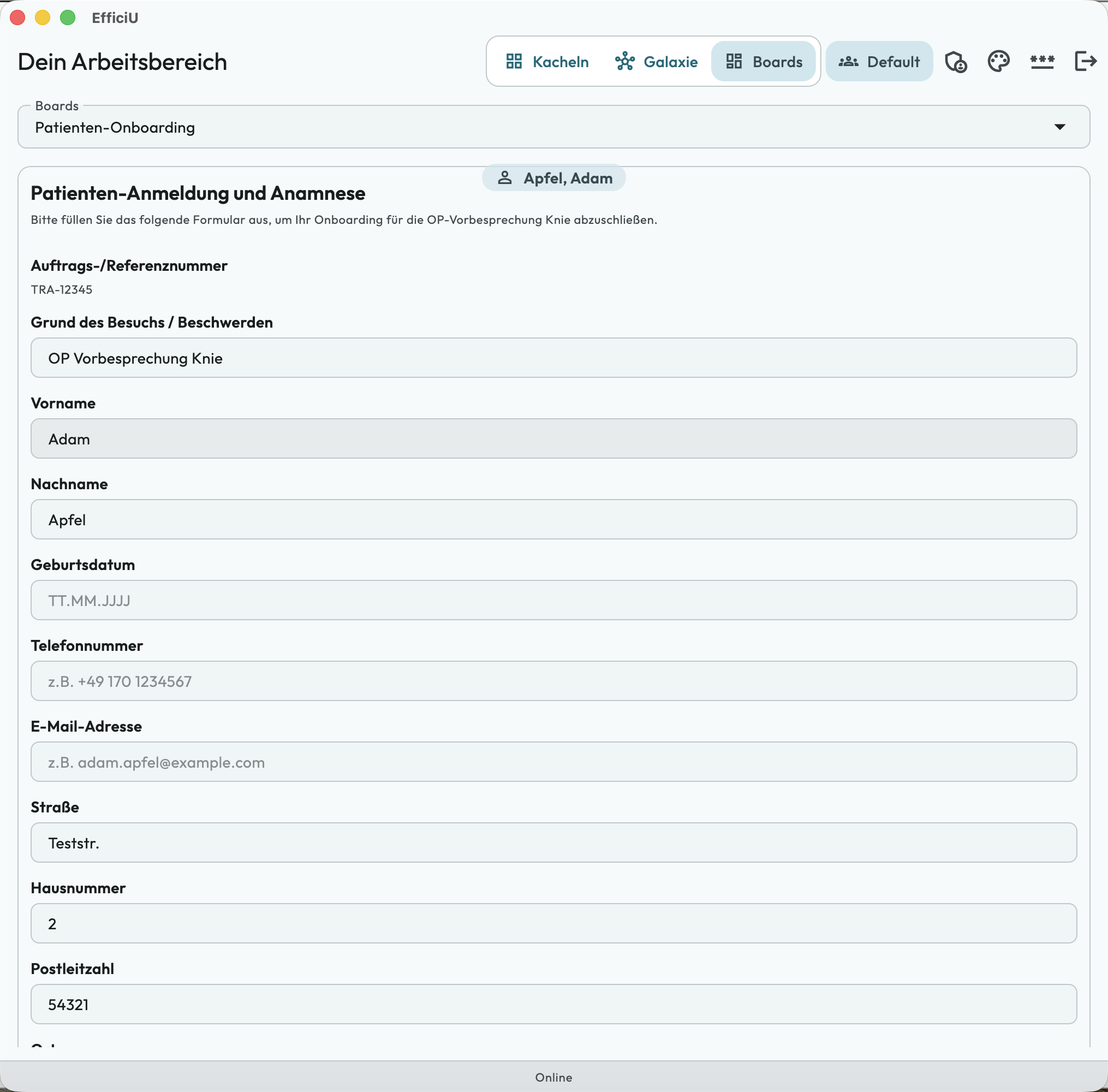 EfficiU patient onboarding