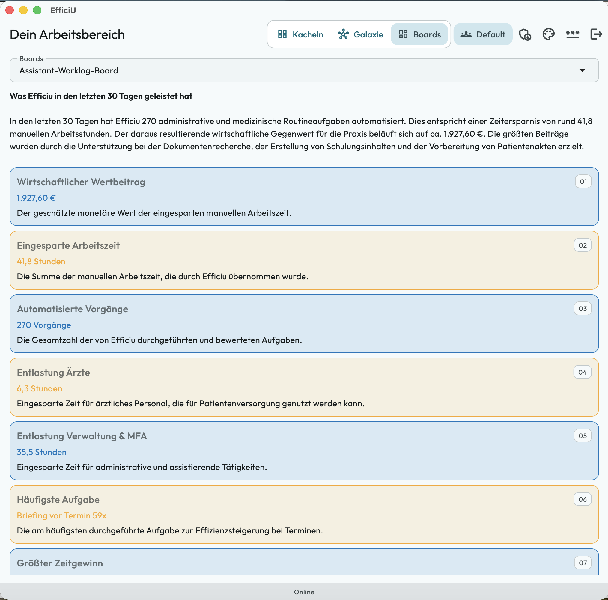EfficiU value worklog